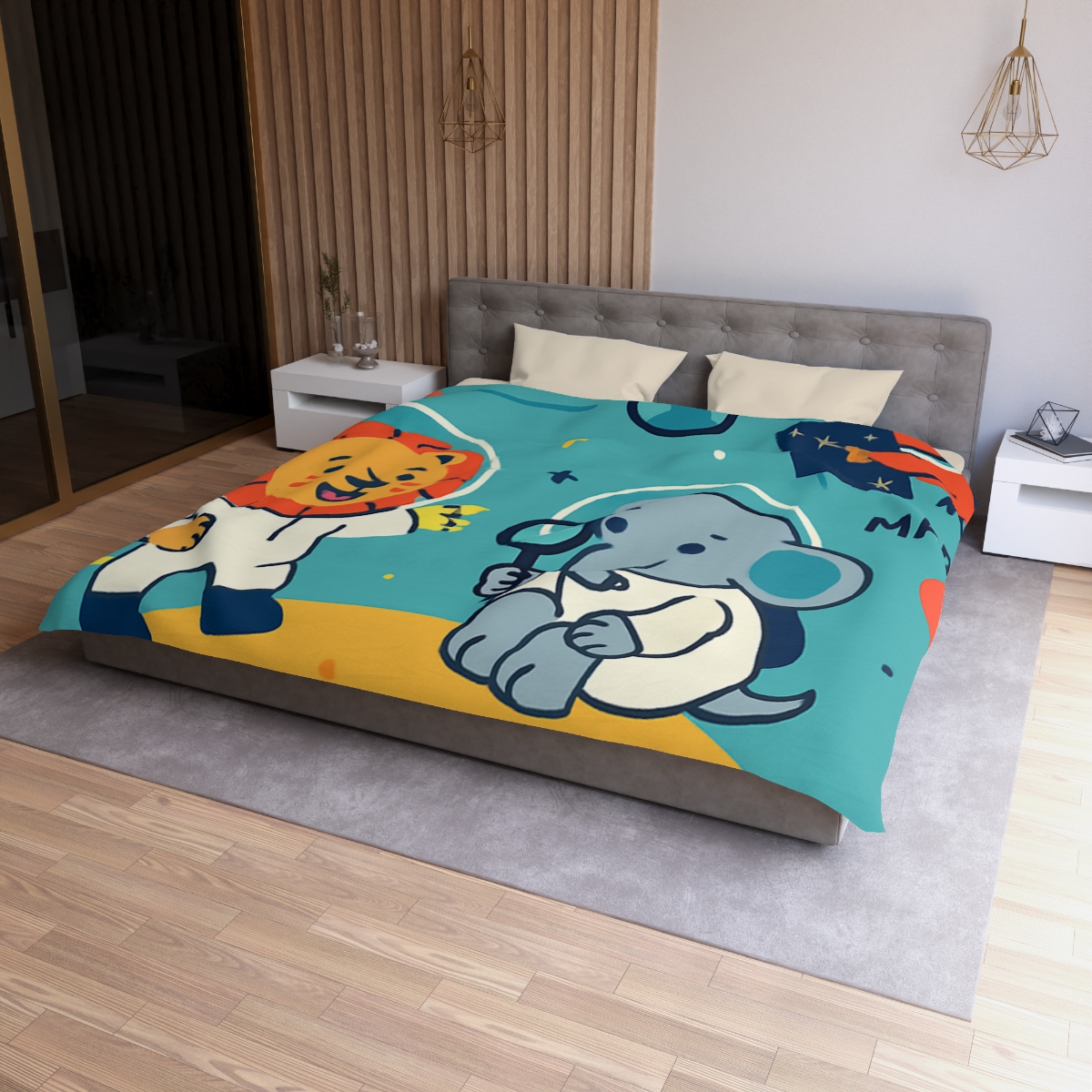 Starry Science Safari designer printed duvets