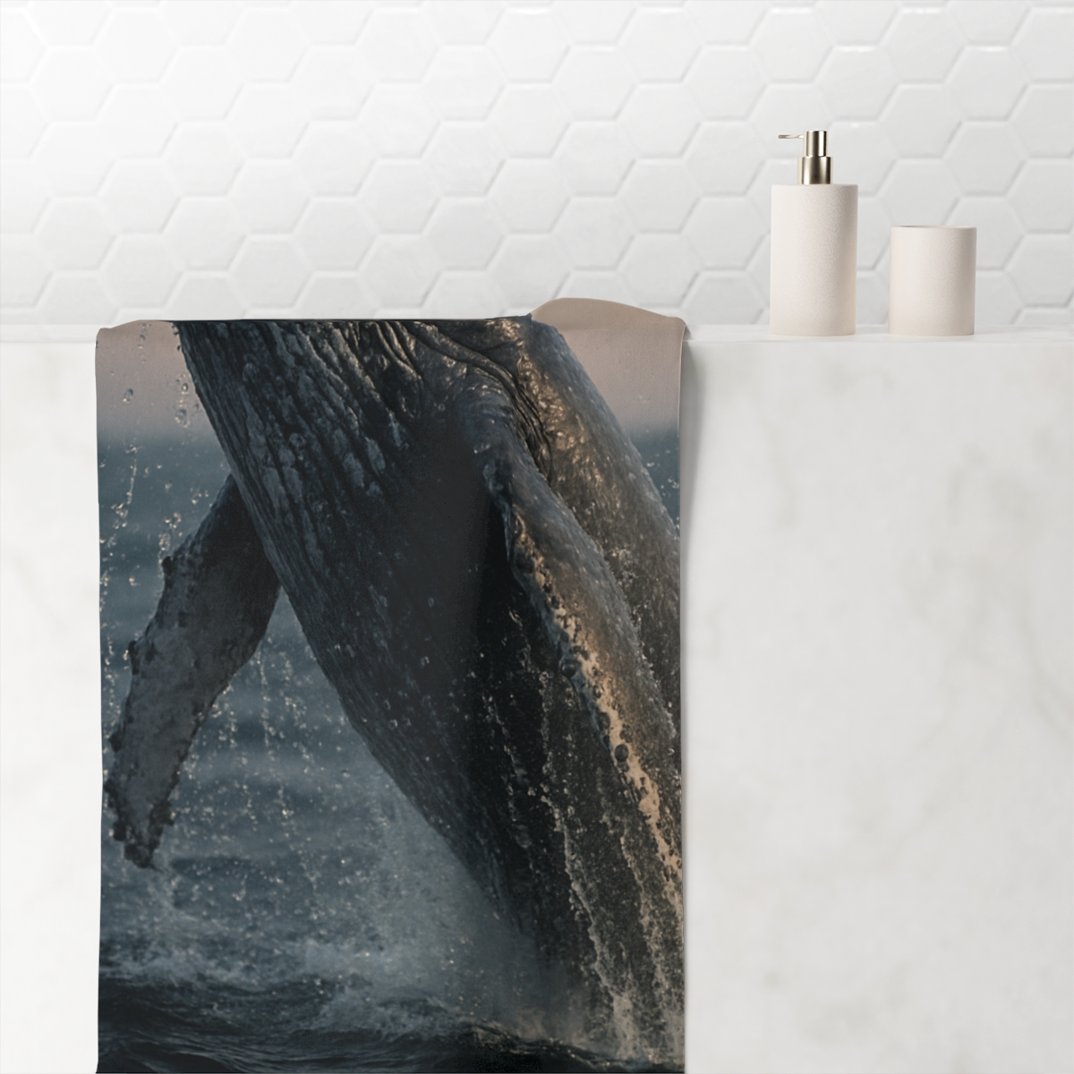 Starlit Breach Humpback Whale soft cotton towels