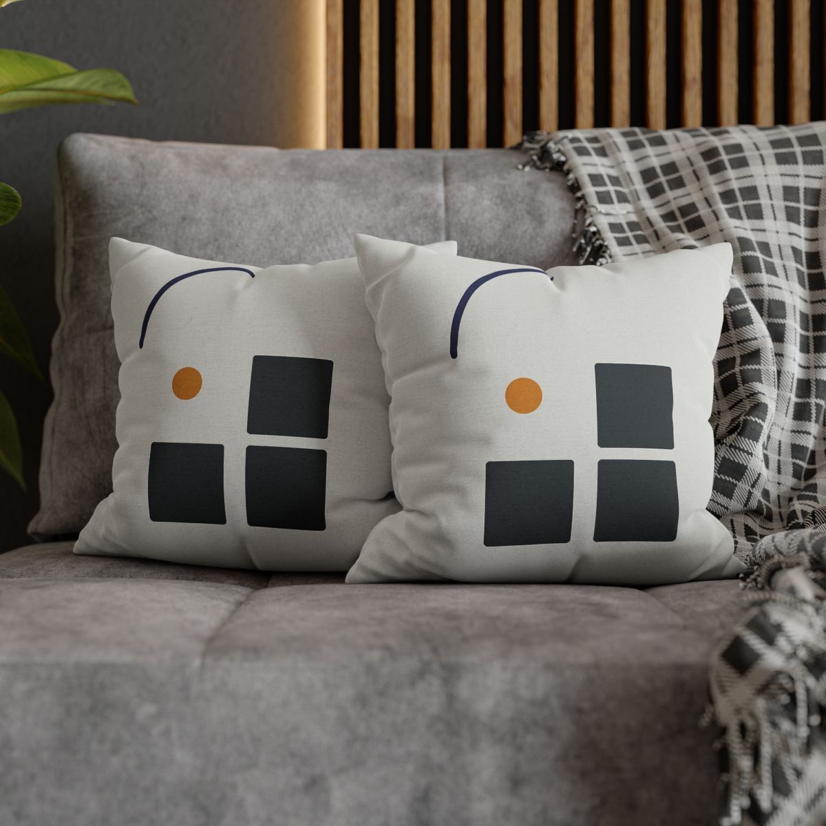 Missing Cell Grid With Offset Arc soft cotton pillow cases