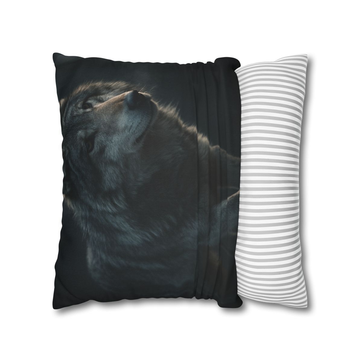 Moonlit Sentinel Gray Wolf personalized pillow covers