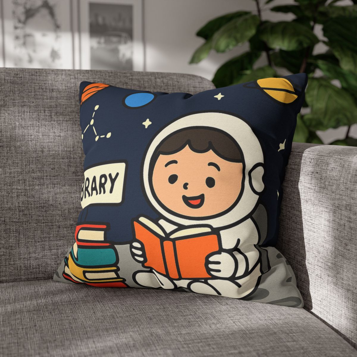 Galaxy Library On The Moon custom pillow cases