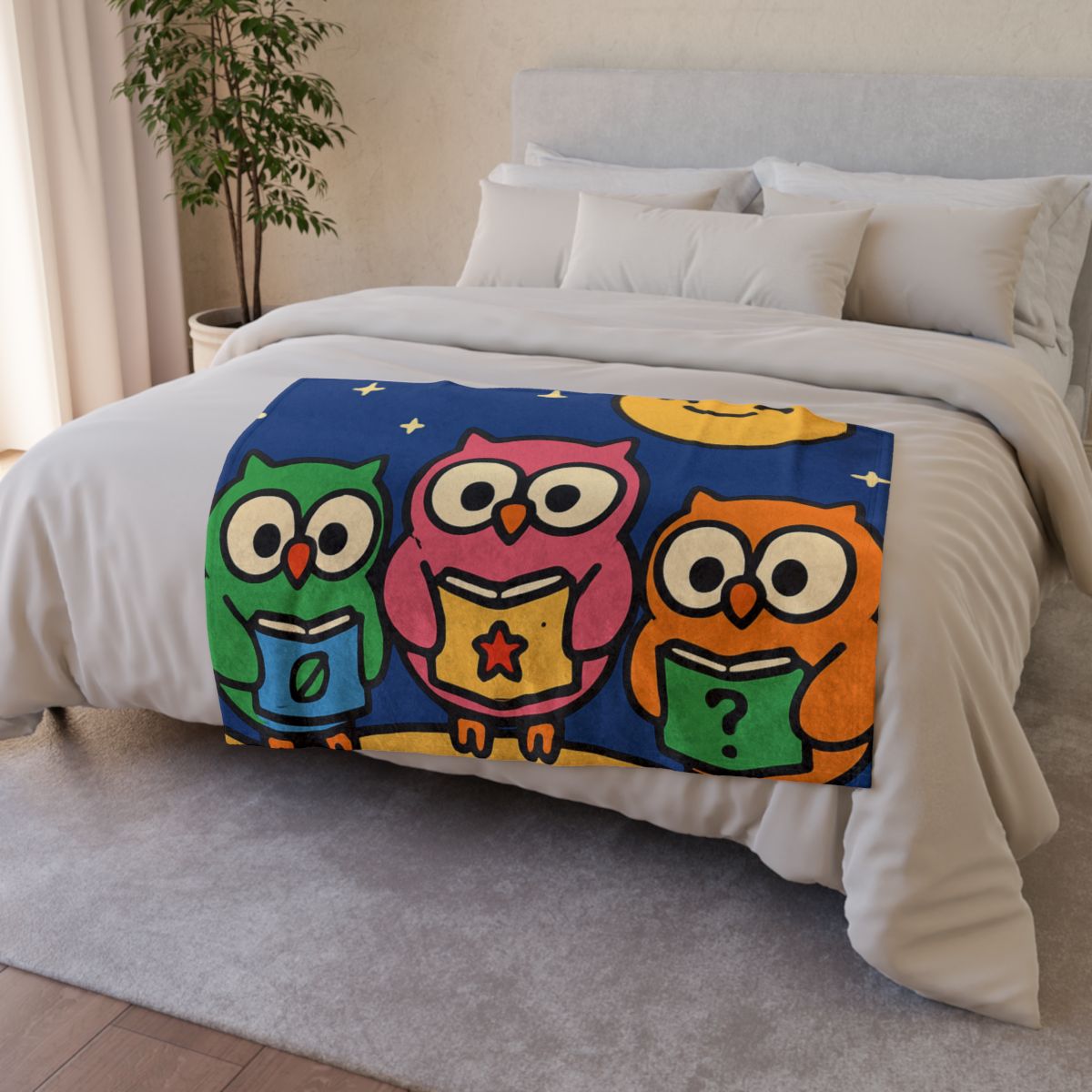 Galaxy Garden Of Curious Owls stylish throw blankets