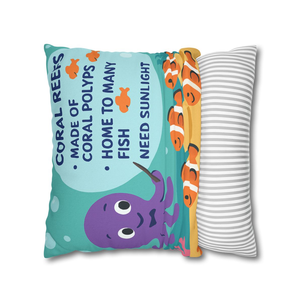 Coral Classroom With Professor Octopus stylish decorative pillowcases
