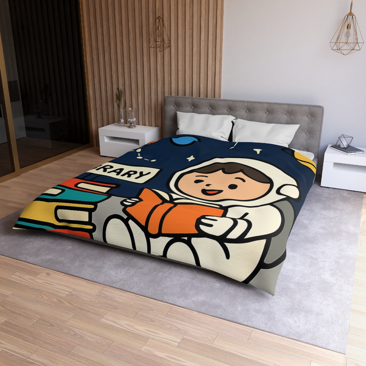 Galaxy Library On The Moon unique patterned duvets