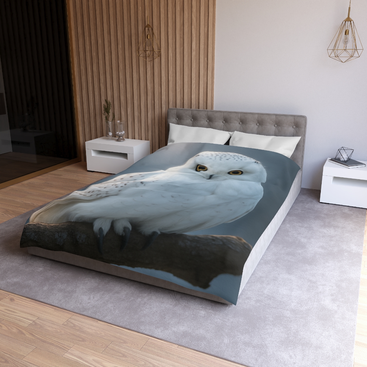Twilight Watcher Snowy Owl unique patterned duvets