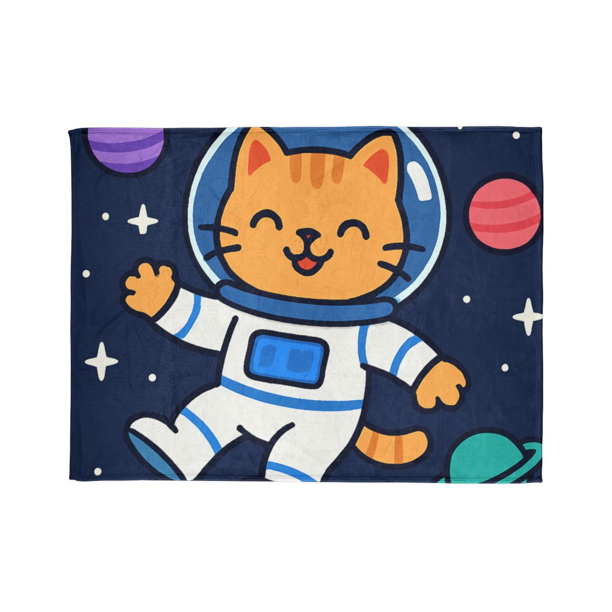 Curious Space Explorer Cat personalized cozy blankets