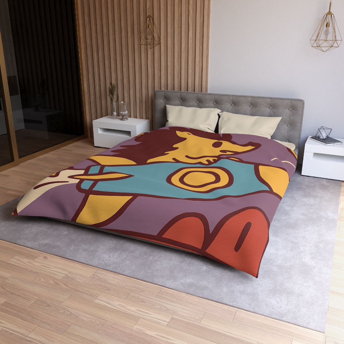 Rocket-Riding Hedgehog personalized bedding duvets