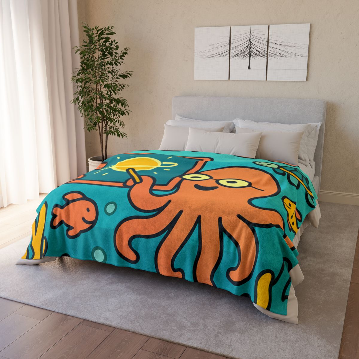 Cosmic Coral Reef Classroom soft fleece blankets