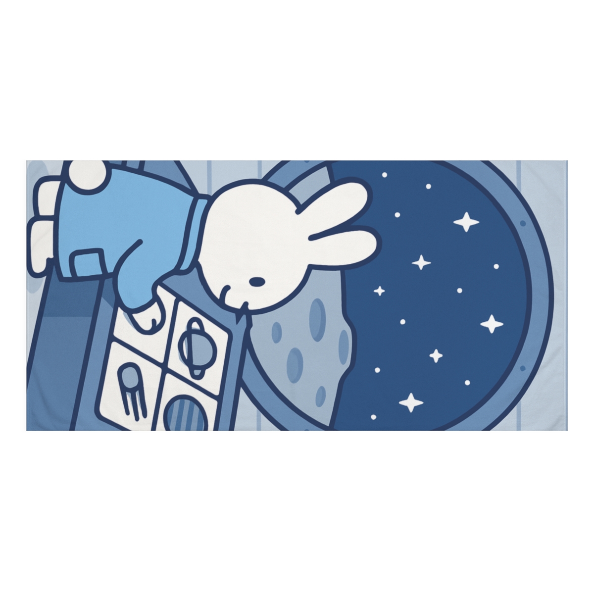 Moonbase Bunny Science Lab designer printed towels