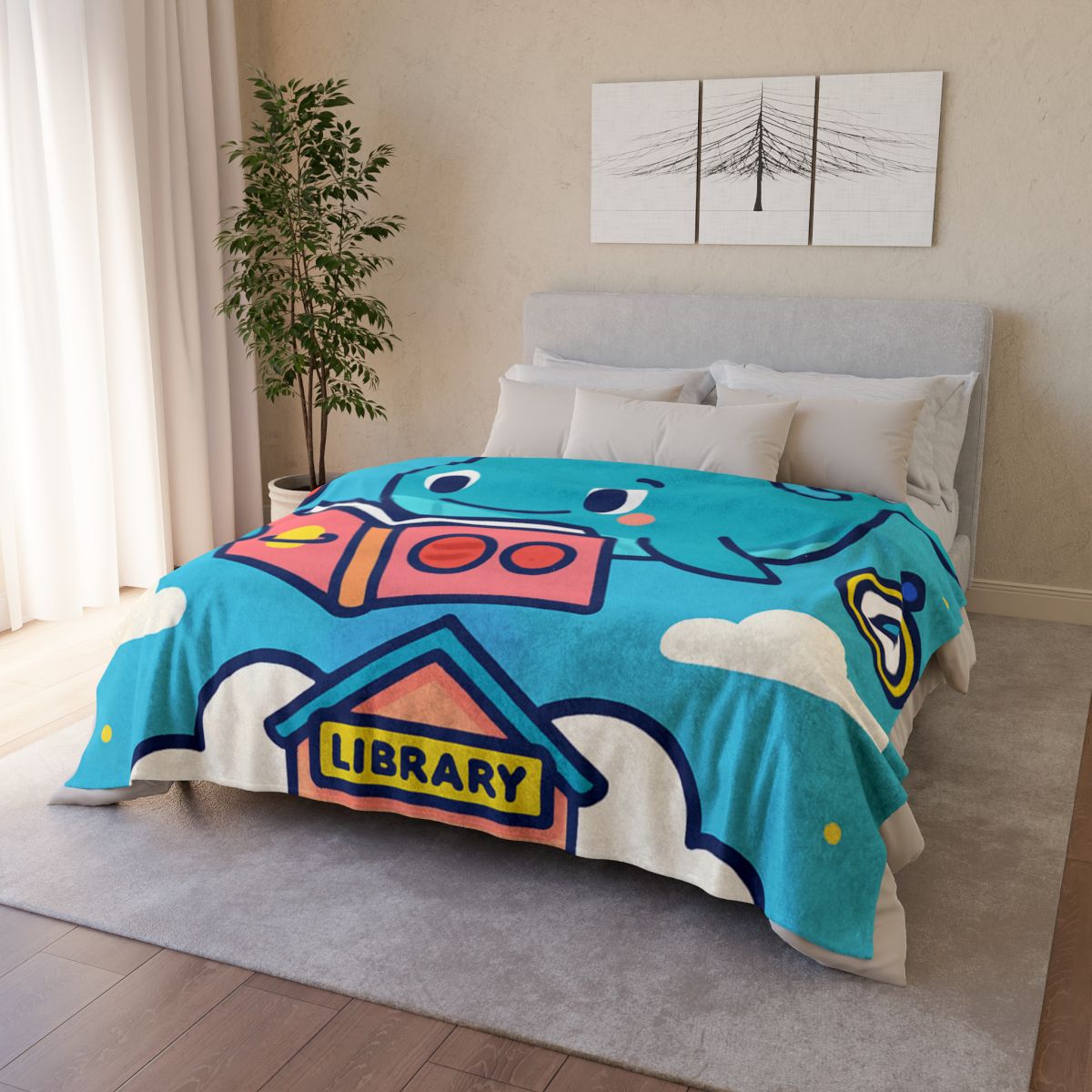 Nebula Library Sky Whale Reading Time unique gift blanketscustom blankets