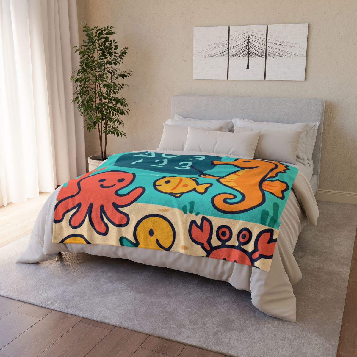 Coral Classroom With The Seahorse Teacher custom blankets