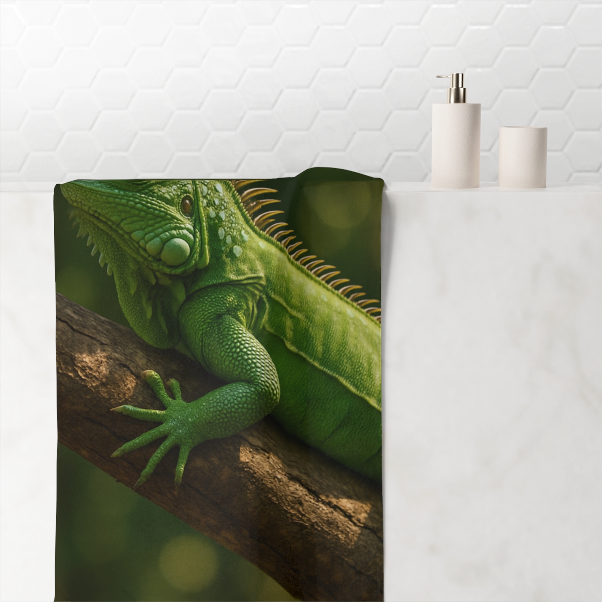 Green Iguana Sunlit Stillness unique gift towels