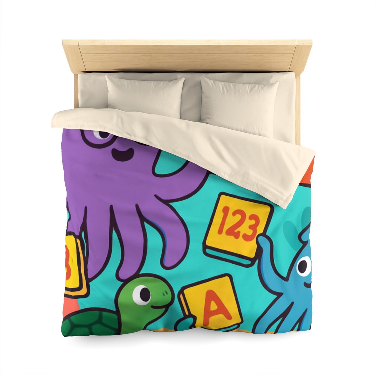 Octopus Librarian In Coral Reef School personalized bedding duvets