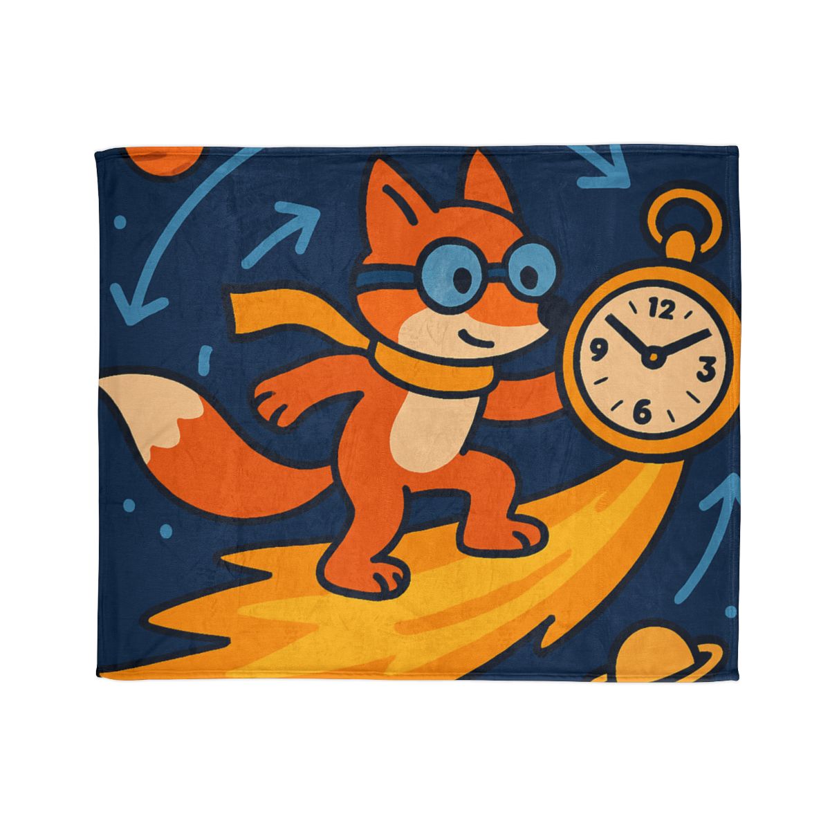 Time Traveling Comet Fox designer printed blankets