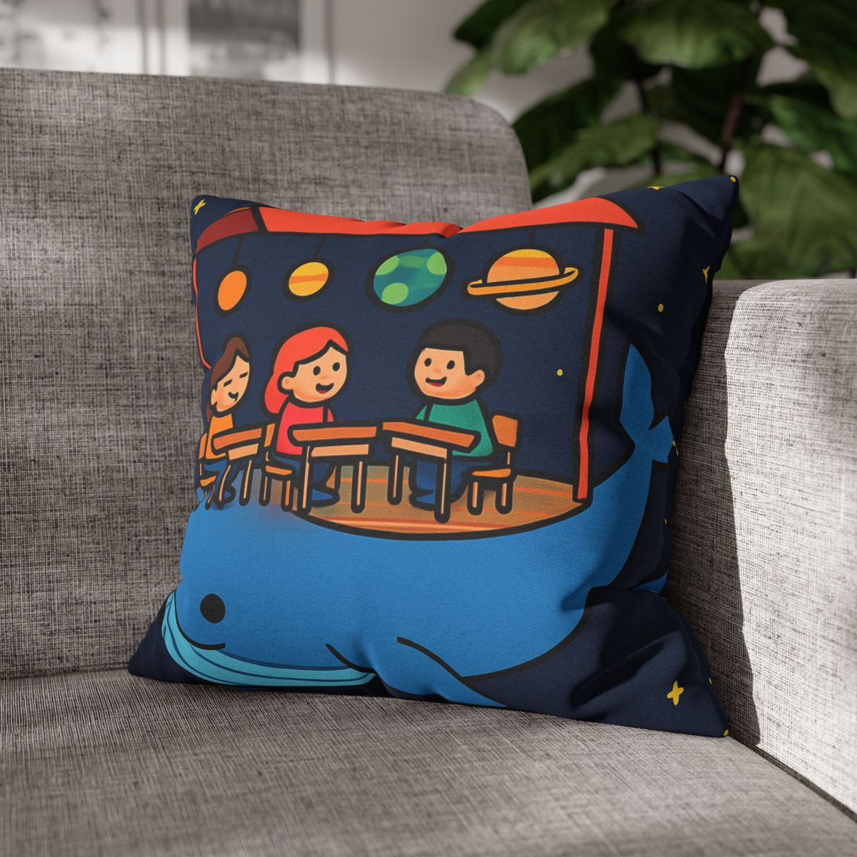 Cosmic Whale Classroom personalized pillow covers