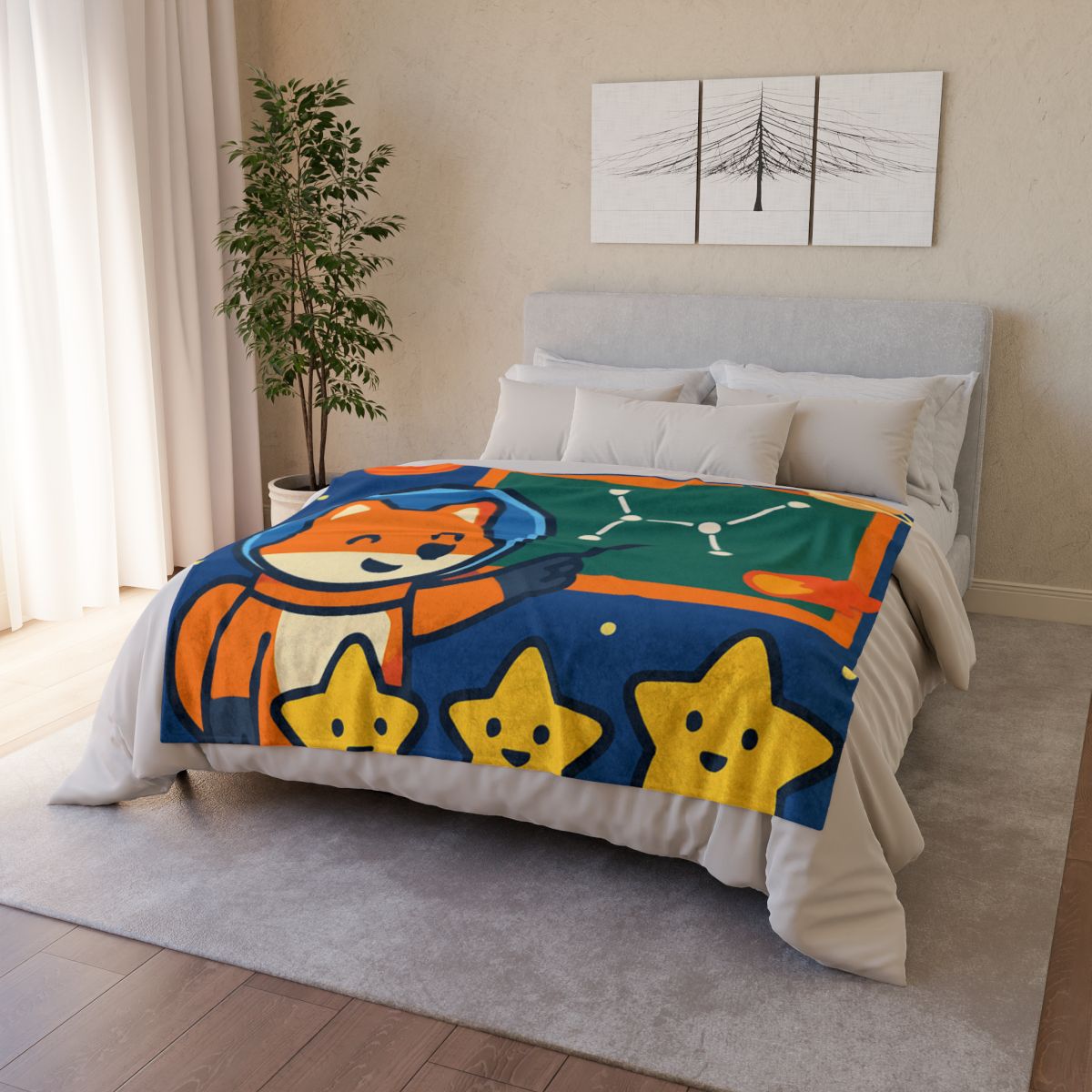 Comet Classroom Space Fox designer printed blankets