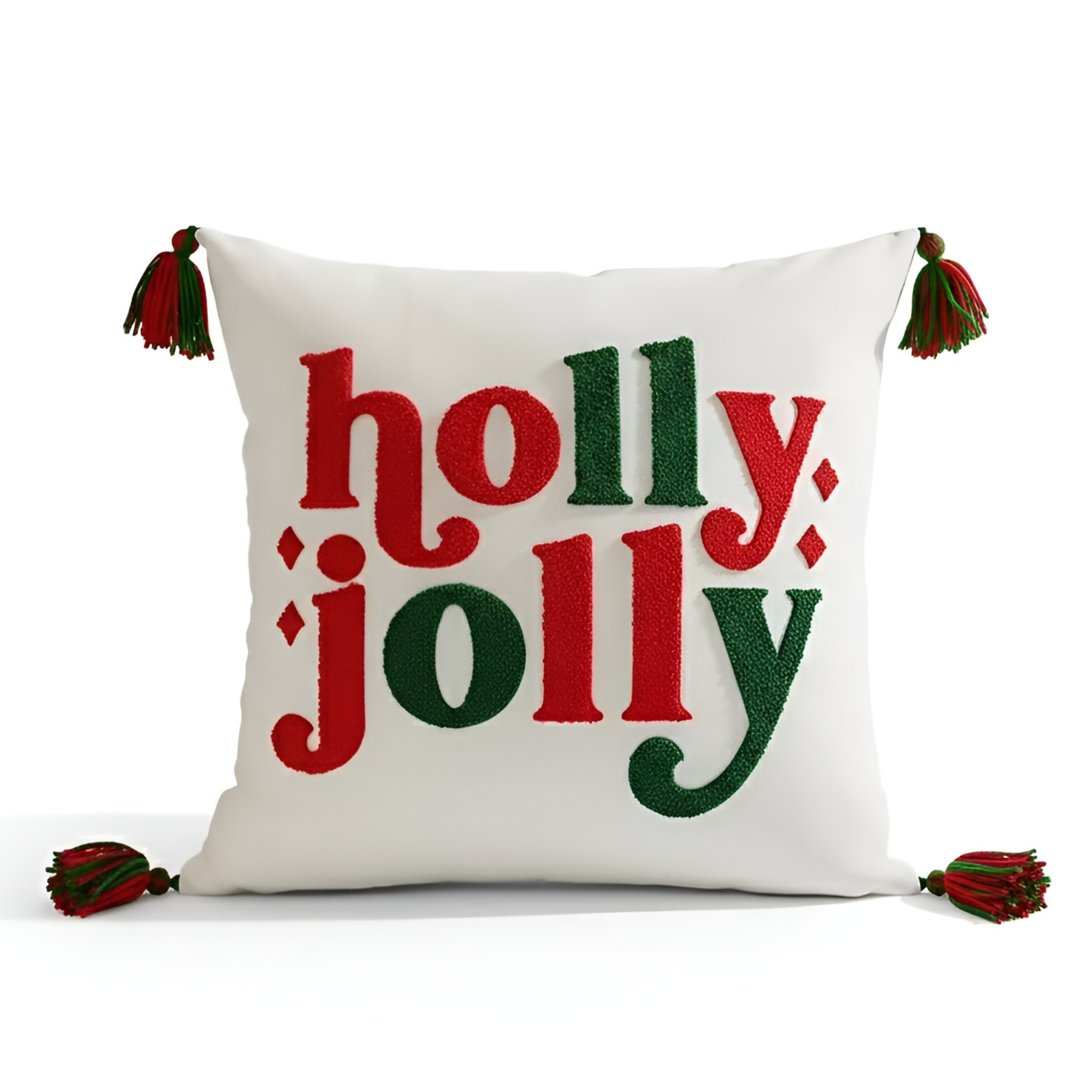 Holiday Embroidered Cushion Cover With Snowflake And Merry Christmas Design