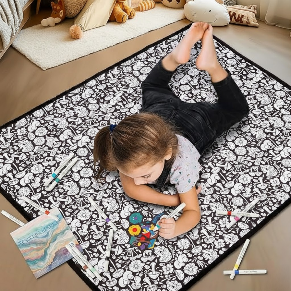 DIY Mushroom Pattern Coloring Blanket Kit