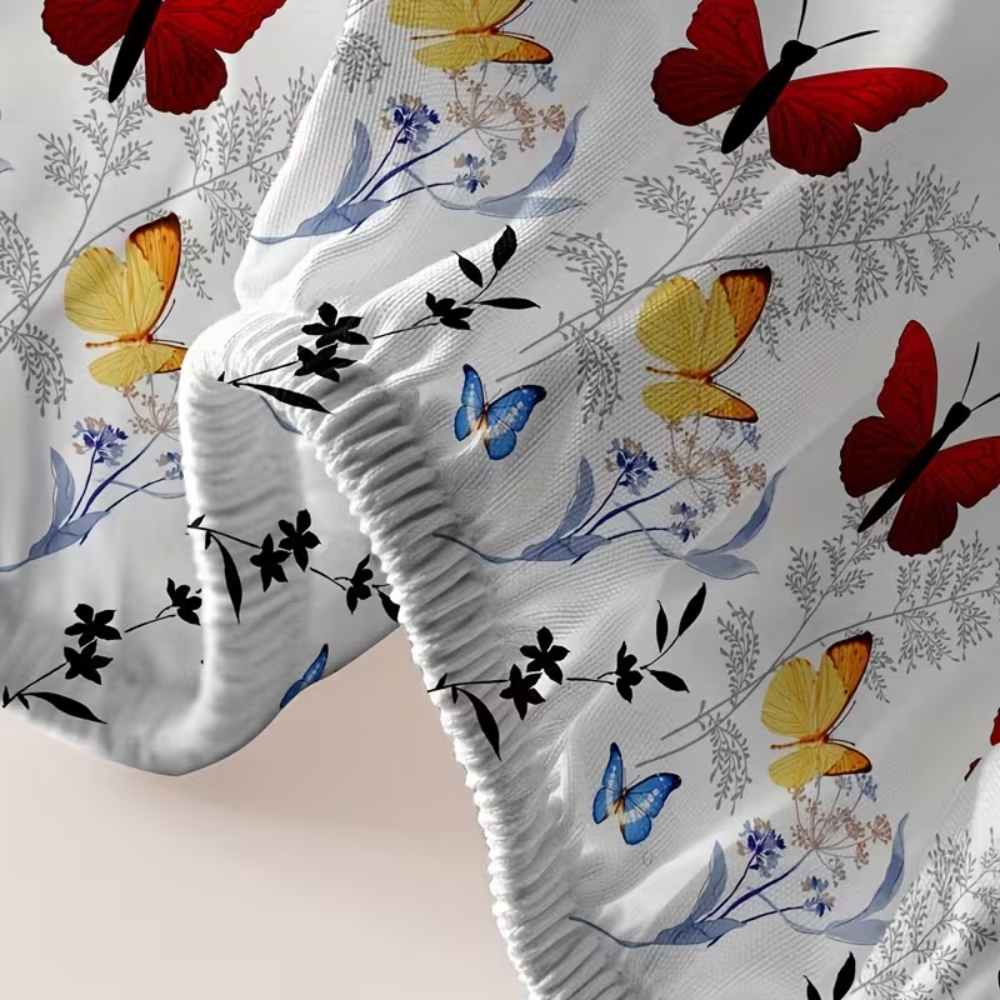 Whimsical Butterfly Blossom Pattern Fitted Sheet