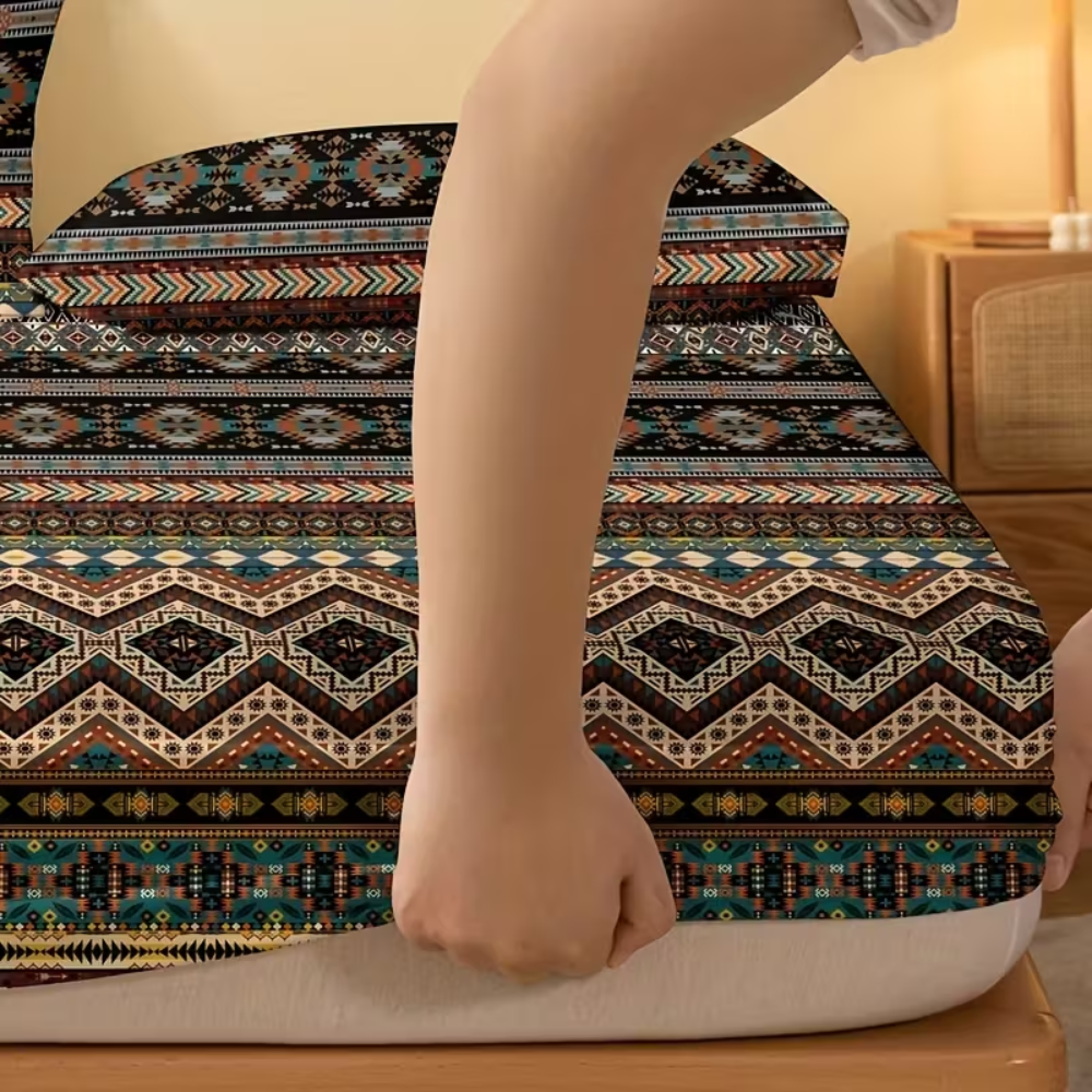 Bohemian Tribal Geometric Pattern Fitted Sheet