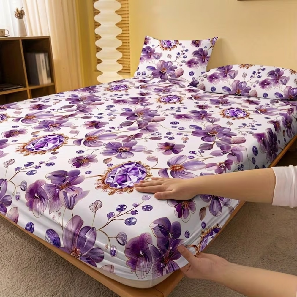 Minimalist Modern Botanical Floral Pattern Fitted Sheet