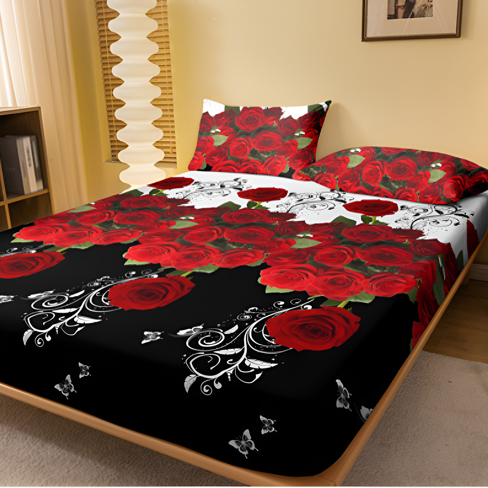 Modern Printed Fitted Bed Cover Set 