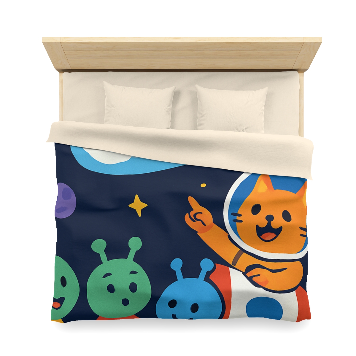 Comet Classroom With Captain Cat personalized bedding duvets