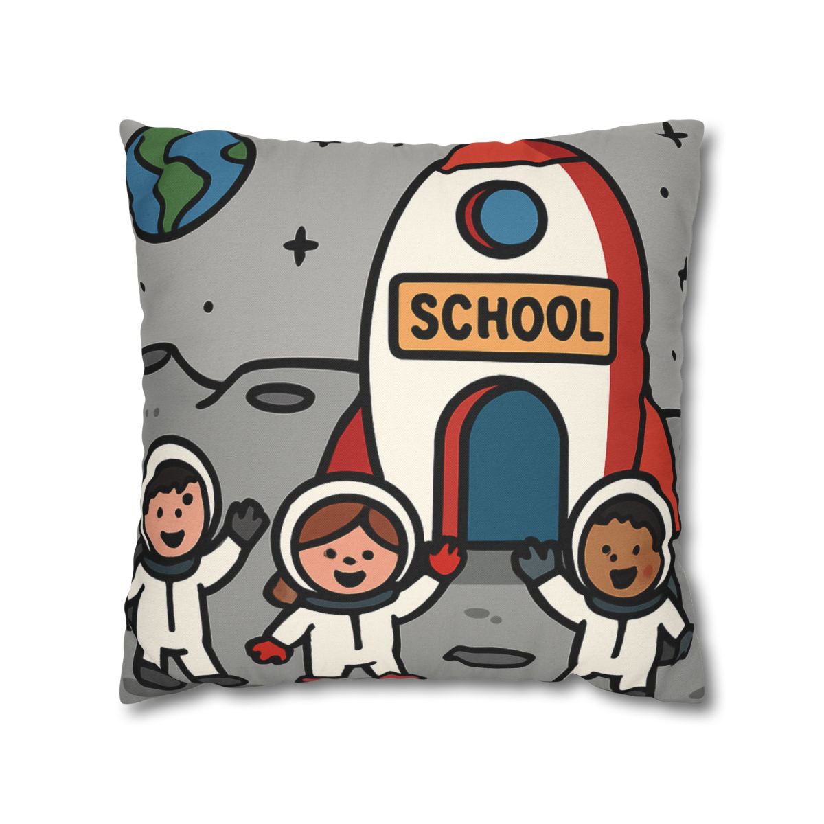 Rocket School On The Moon trendy patterned pillow cases