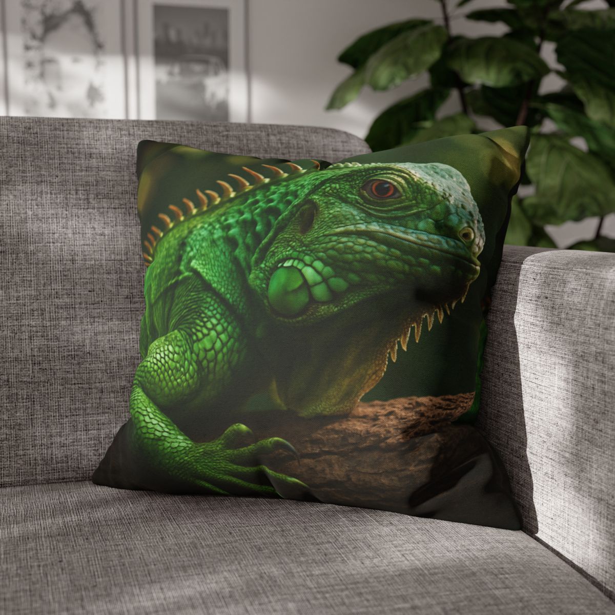 Emerald Gaze Green Iguana custom pillow cases