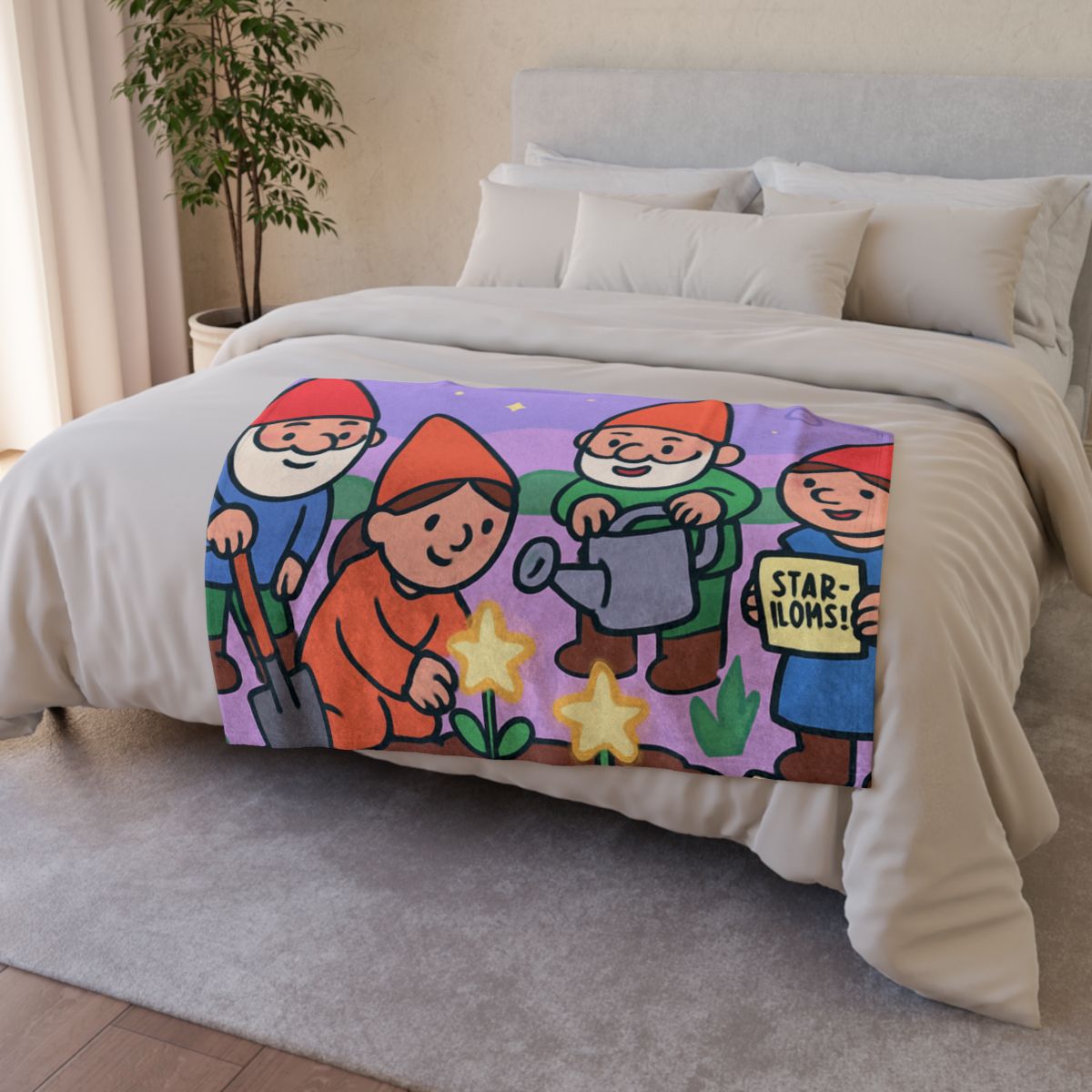 Galactic Garden Gnomes designer printed blankets