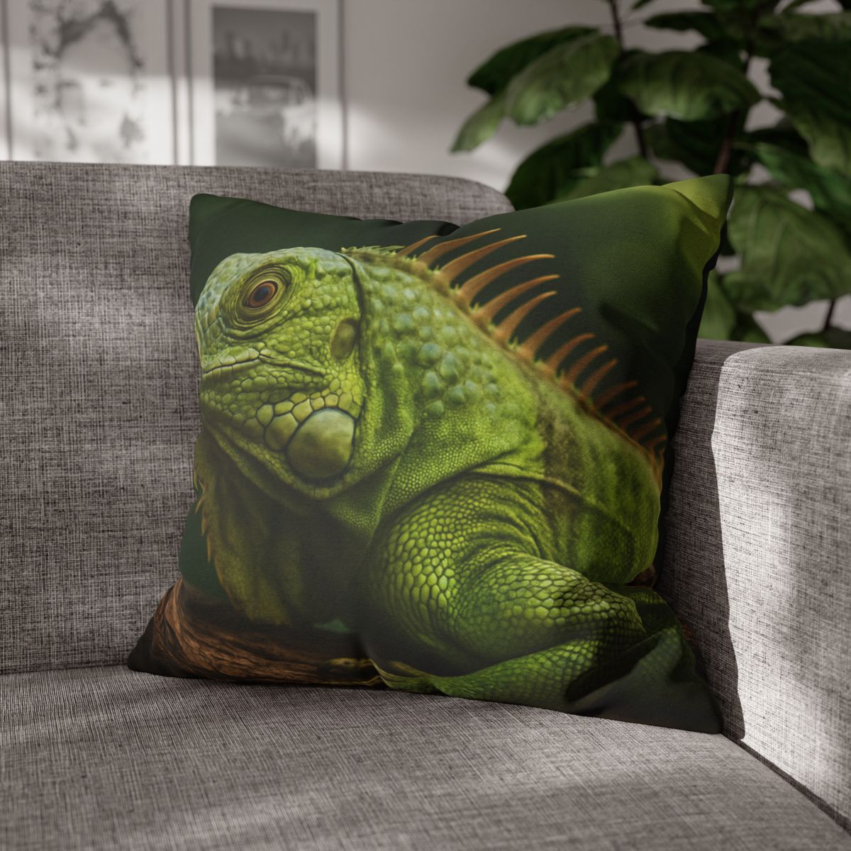 Verdant Gaze Green Iguana soft cotton pillow cases