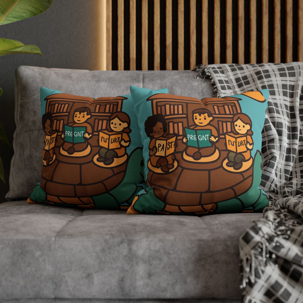 Time Traveling Turtle Library custom pillow cases