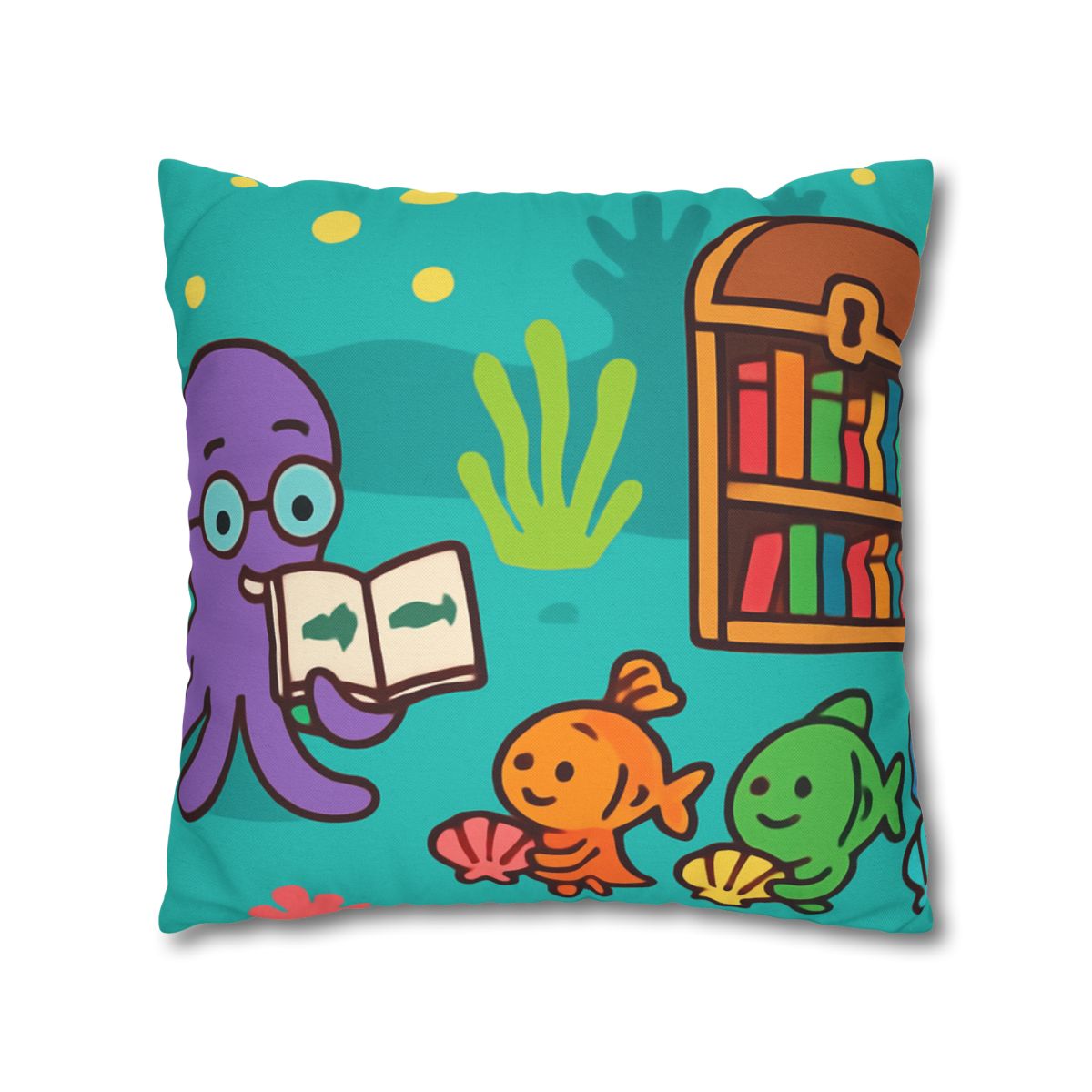 Coral Reef Library With The Octopus Librarian unique gift pillow cases