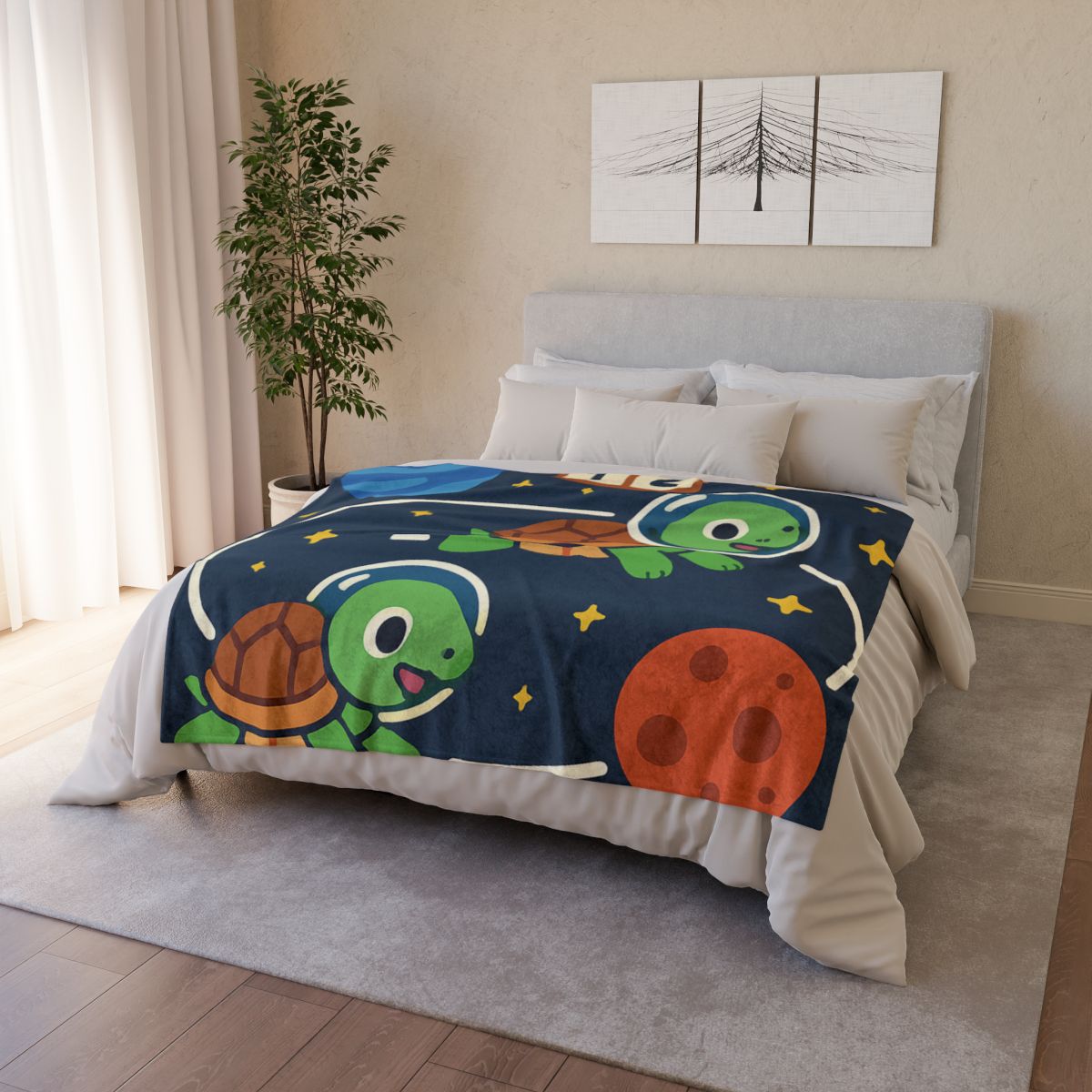 Time Dilation Turtle Race Across Star Track trendy patterned blankets
