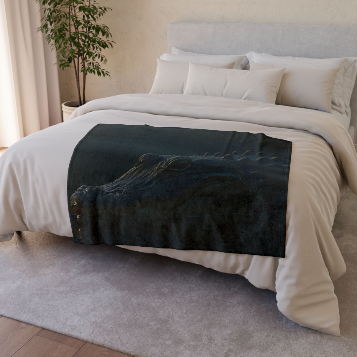 Moonlit Stillness American Alligator soft fleece blankets