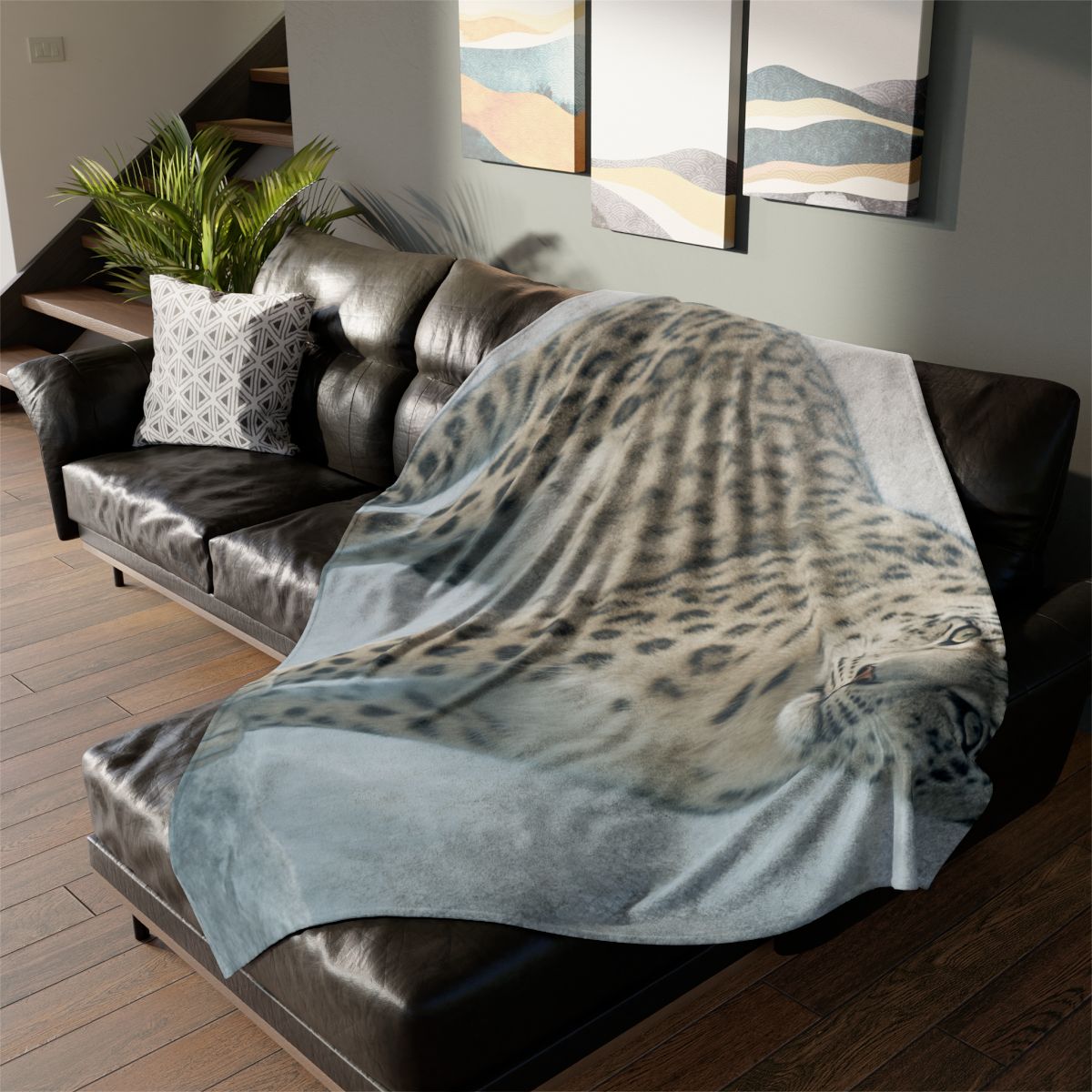 Frost Summit Snow Leopard decorative home blankets