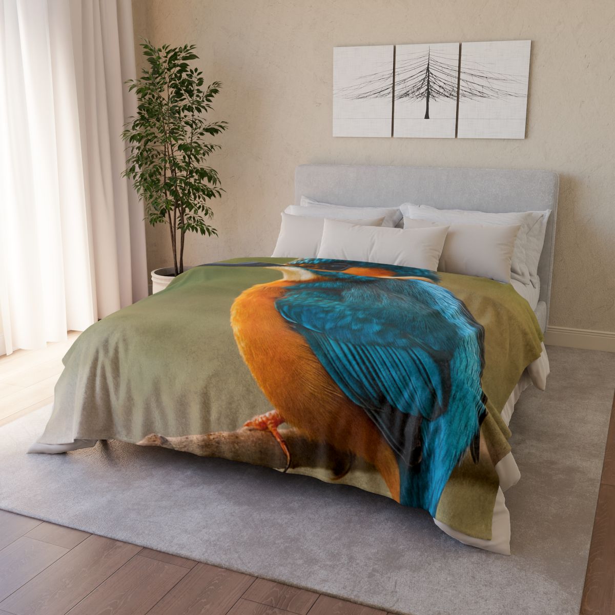 Sapphire Bolt Kingfisher decorative home blankets