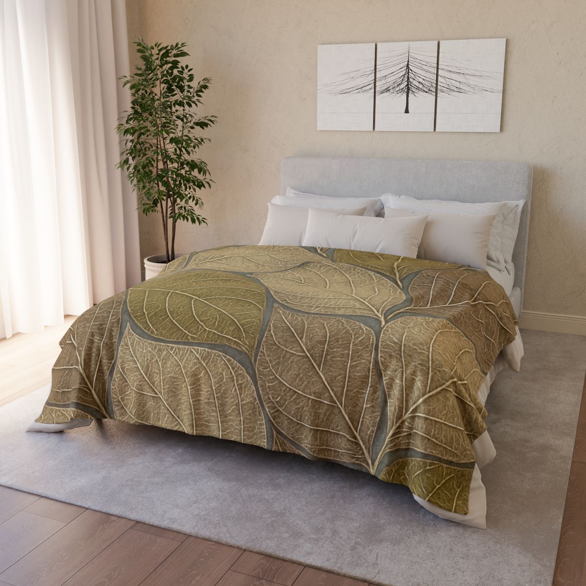 Leaf Skeleton Mosaic soft fleece blankets