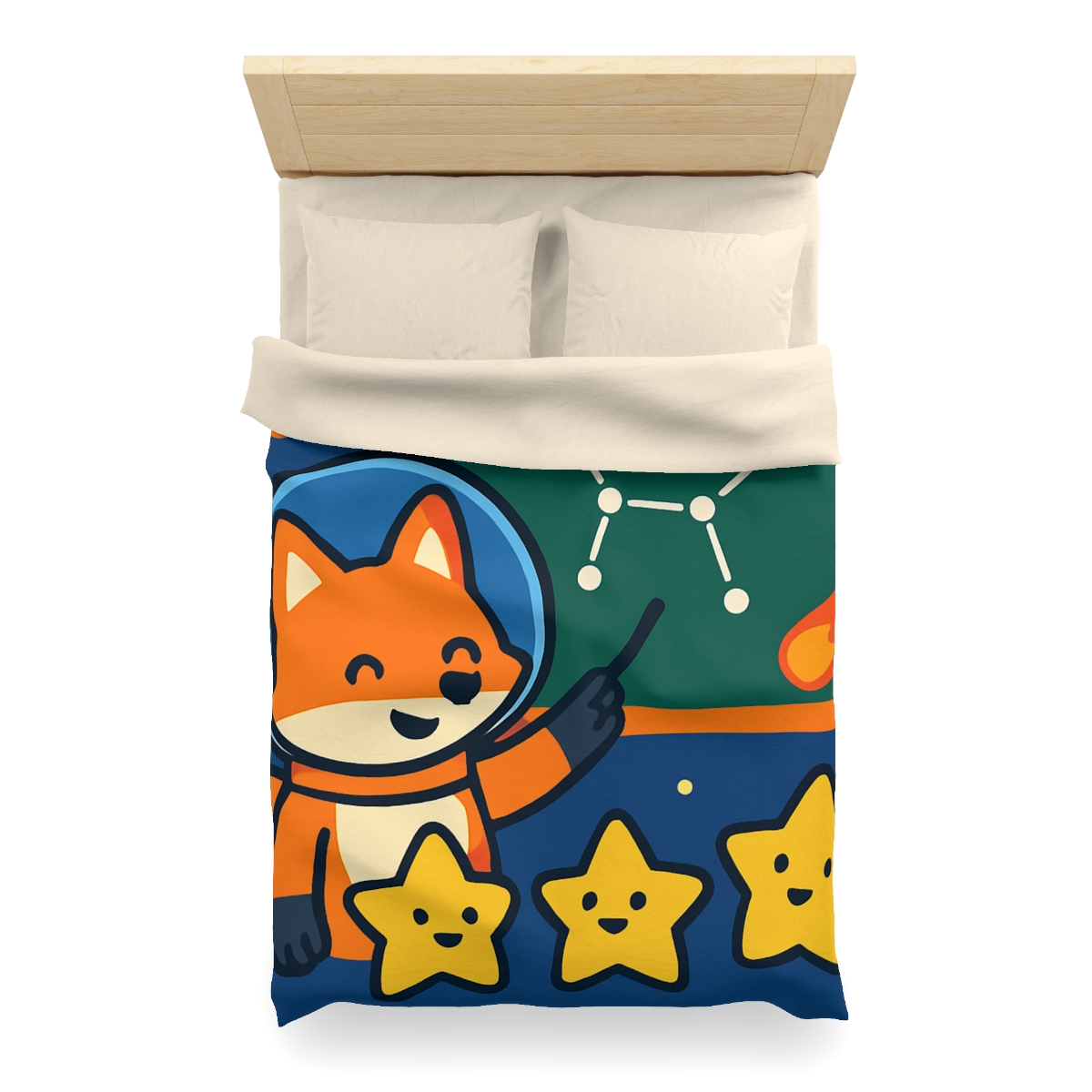 Comet Classroom Space Fox personalized bedding duvets