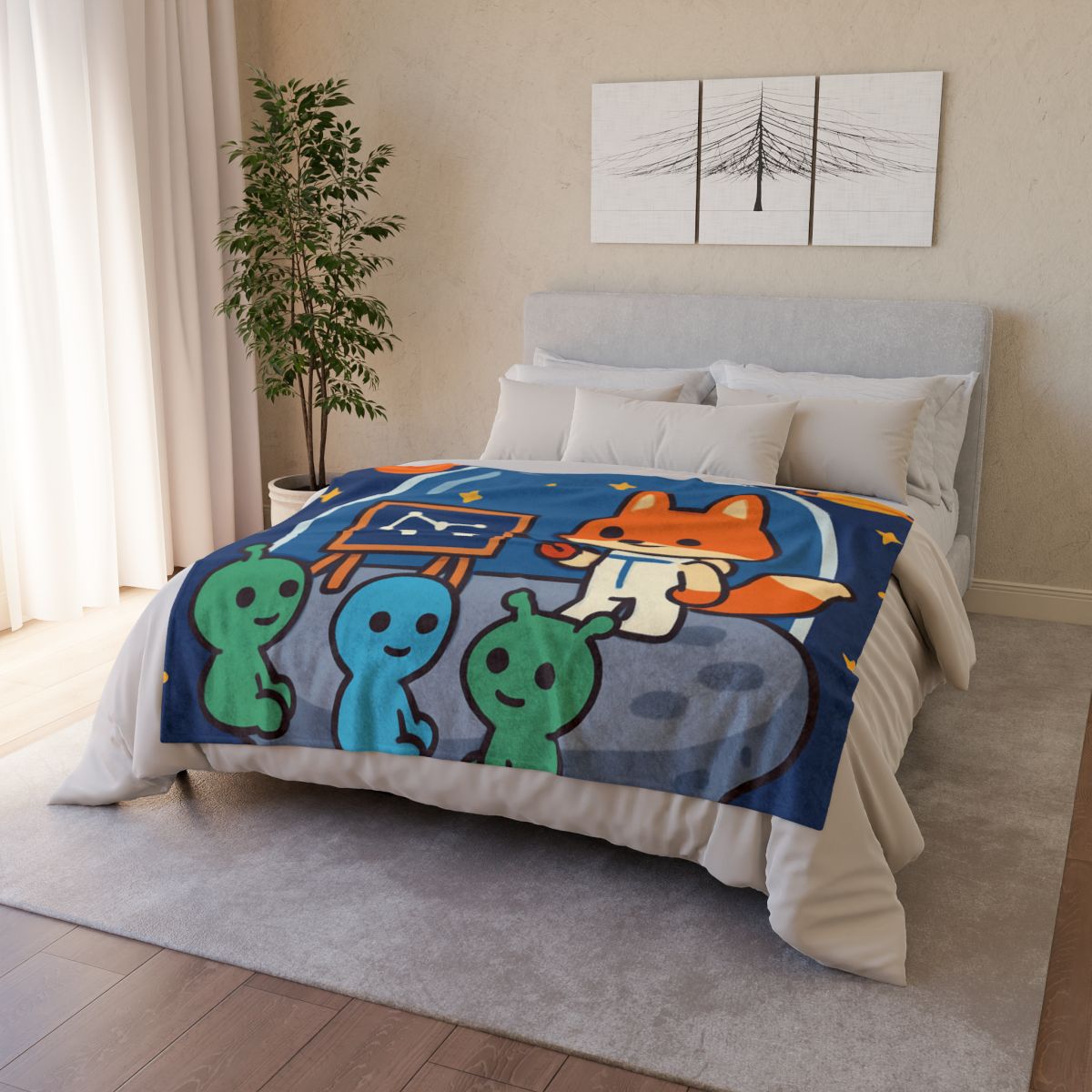 Comet Classroom With Curious Space Fox warm winter blankets