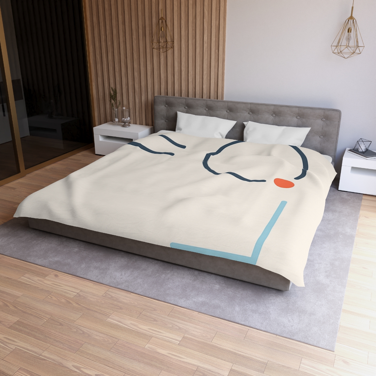 Quiet Orbit With Offset Bars custom duvets