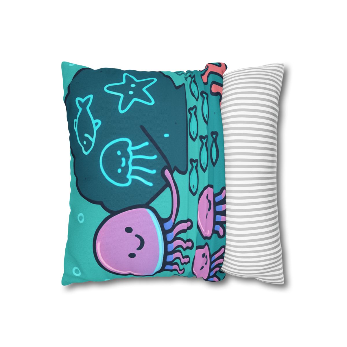 Bioluminescent Reef School With Glow Jellyfish custom pillow cases