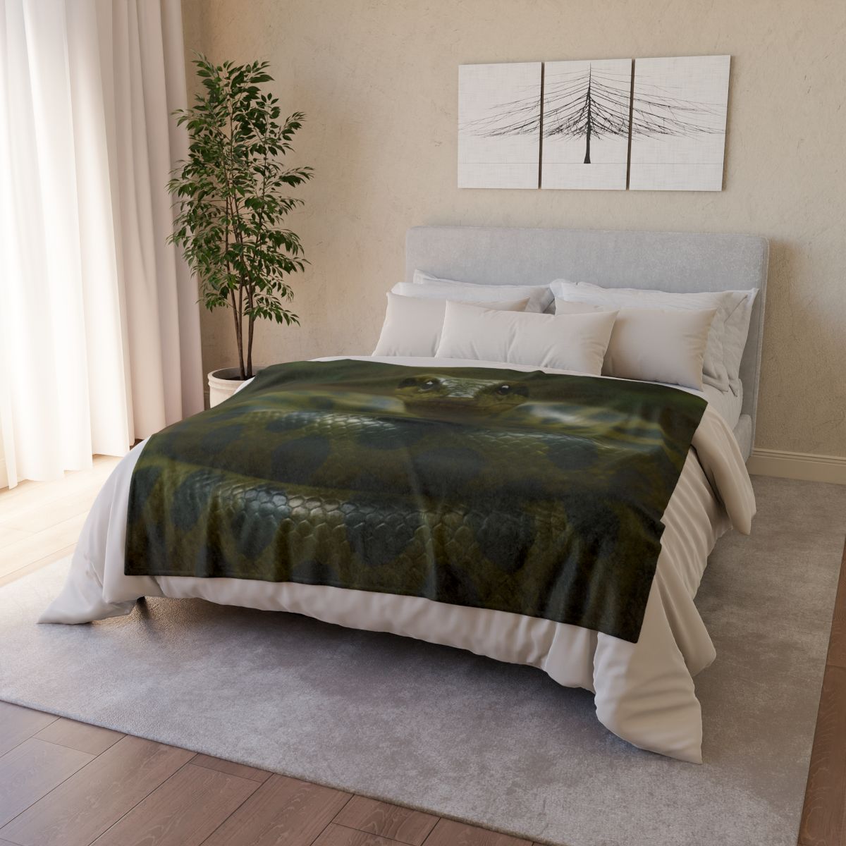 Starlit Coil Green Anaconda decorative home blankets