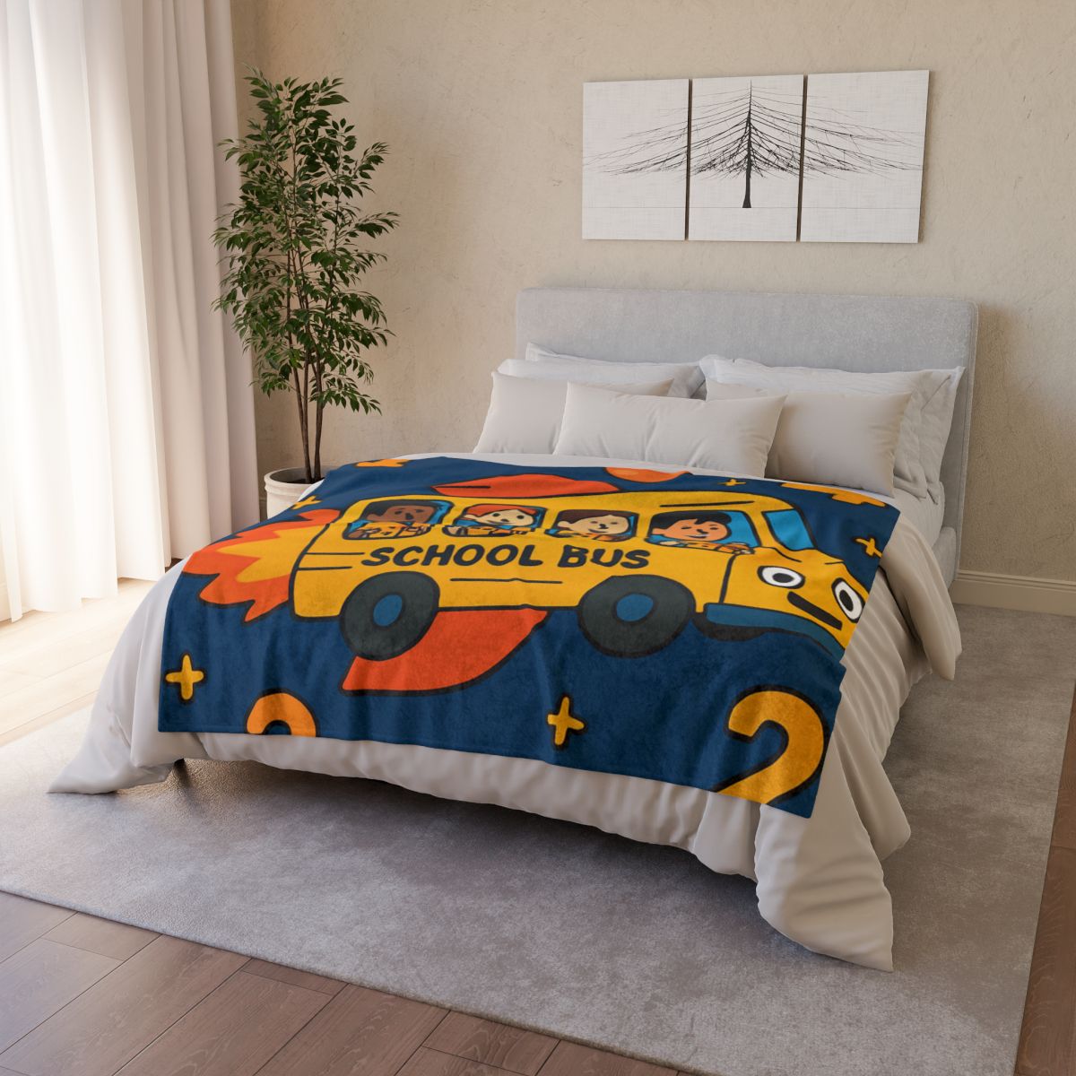 Rocket School Bus To Planet Math decorative home blankets
