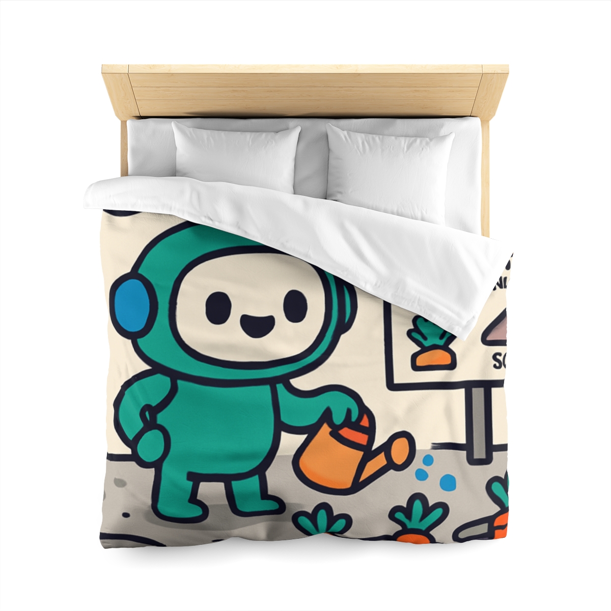 Moon Garden Robot Growing Crater Carrots custom duvets