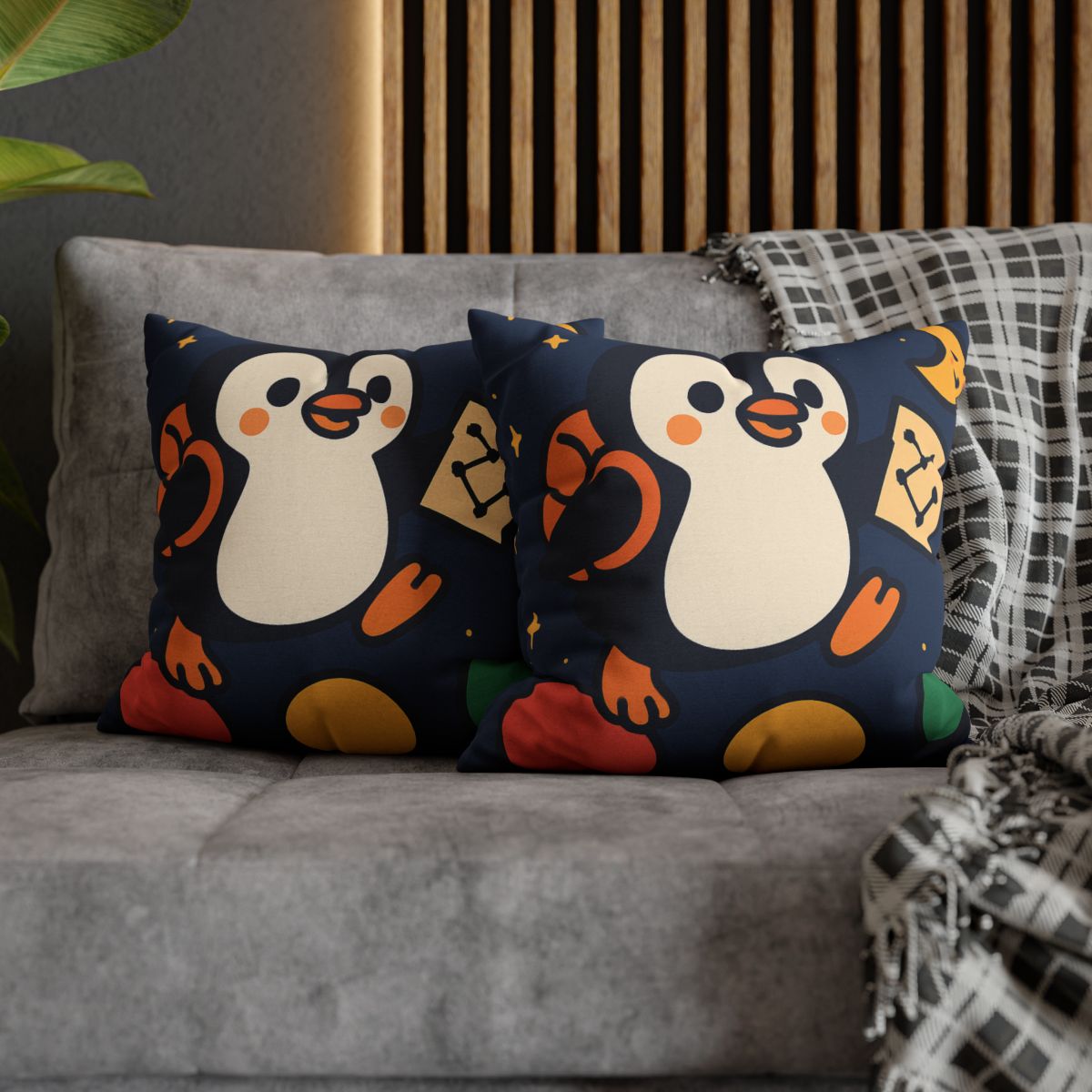 Planet Hopping Penguin Explorer comfortable bedding pillow covers