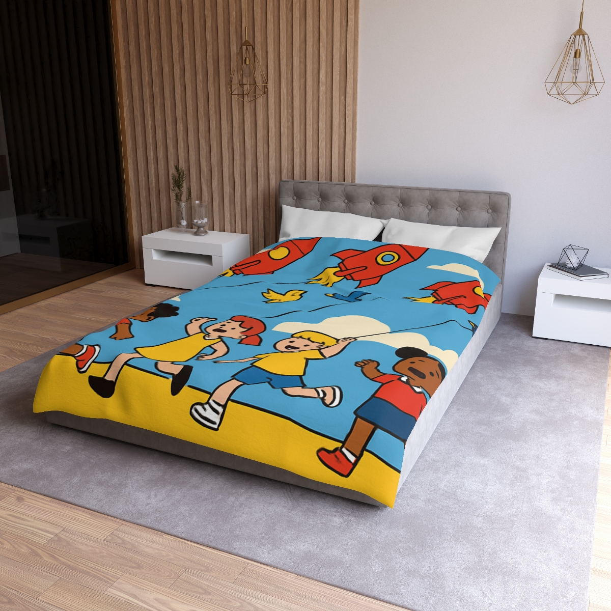 Rocket Kite Race soft comforter duvets