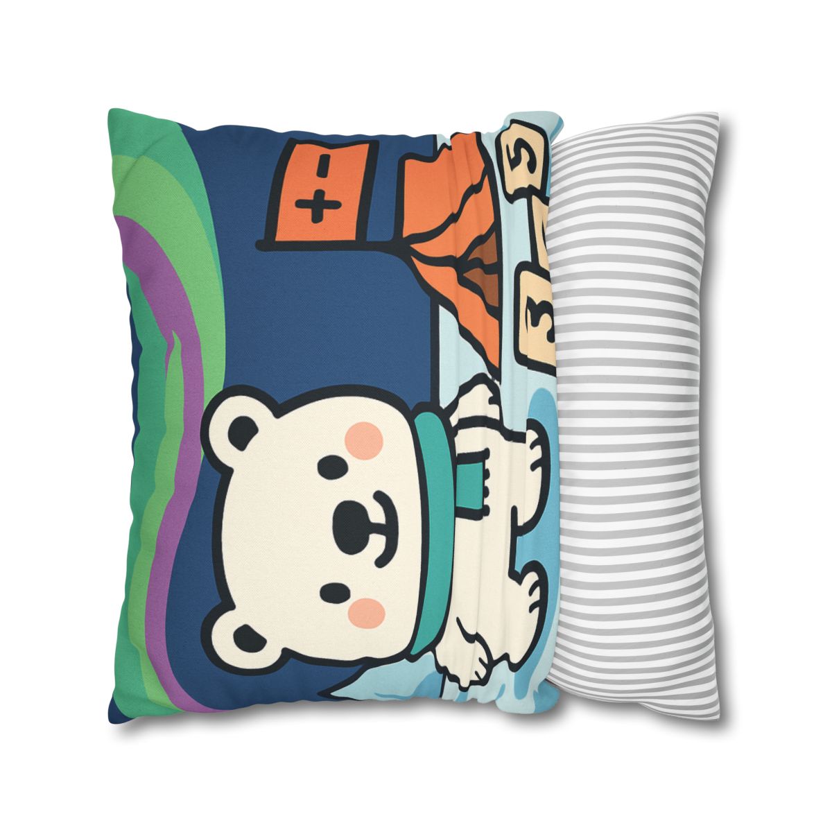 Polar Bear Aurora Math Camp designer print pillow cases