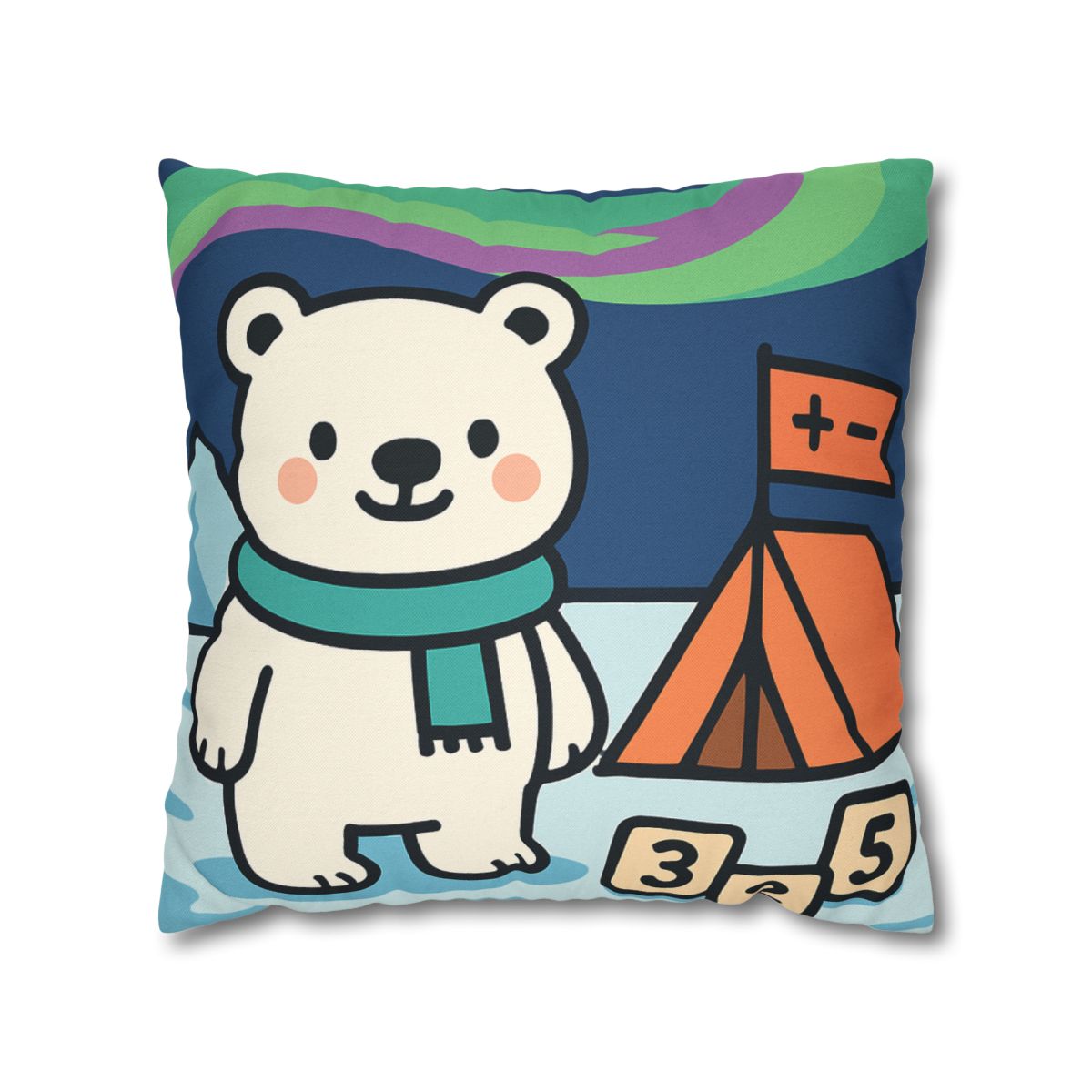 Polar Bear Aurora Math Camp designer print pillow cases