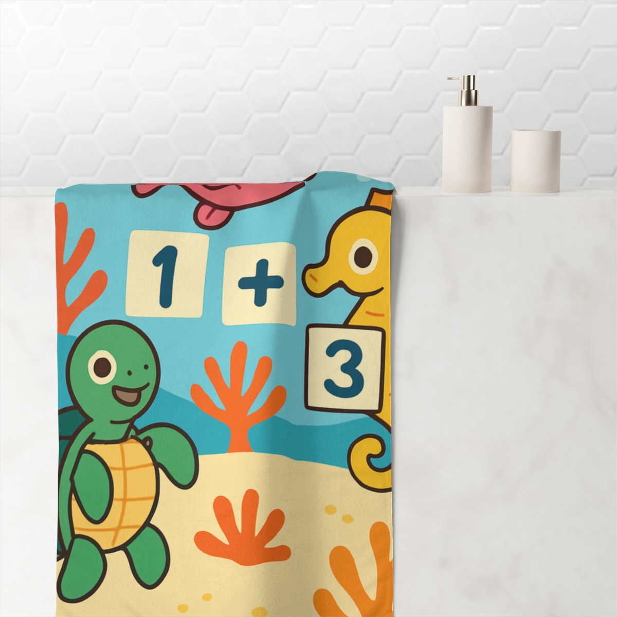 Coral Reef Math Party decorative home towels